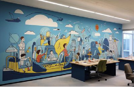 三门峡办公室墙绘的特点。